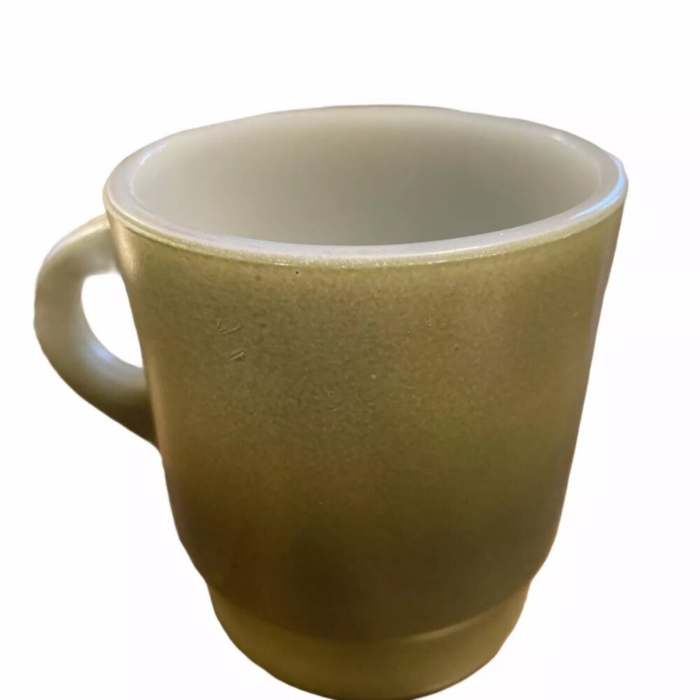 One Vintage Anchor Hocking Fire-King Avocado Green Coffee Mug Cup Stackable